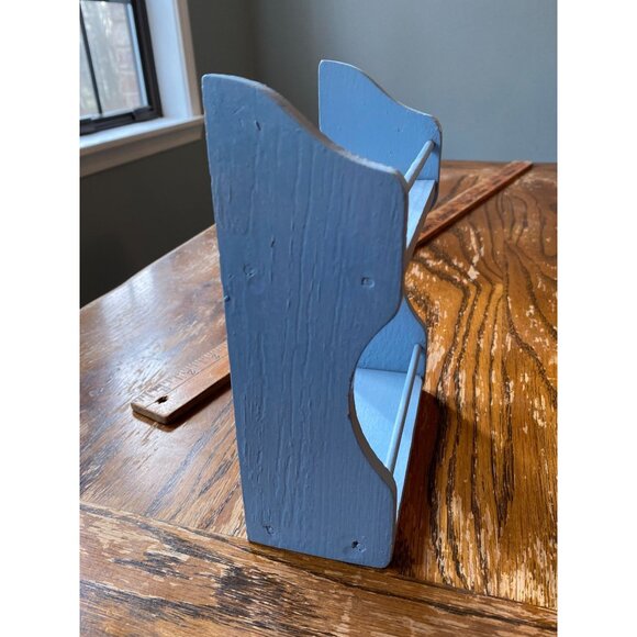 Small Wooden Vintage Blue Miniature Spice Shelf - Picture 4 of 4